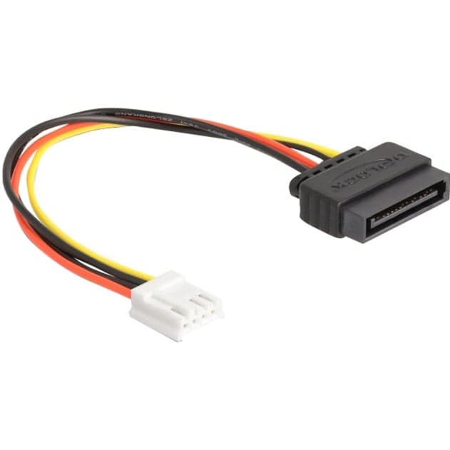Strom-Adapterkabel SATA 15 Pin Stecker > 1x Floppy 4 Pin Buchse