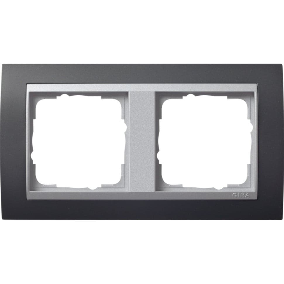 Abdeckrahmen zweifach mit Zwischenrahmen Farbe Aluminium