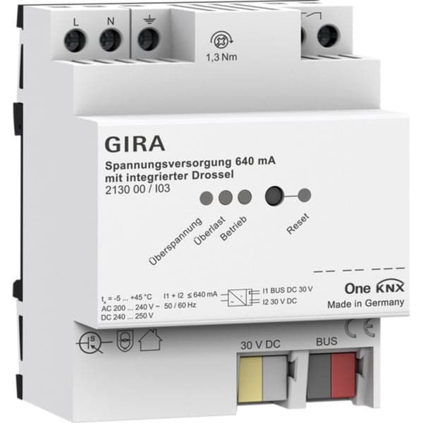 KNX-Spannungsversorgung 640 Milliampere mit integrierter Drossel für Montageart REG, Stromversorgung