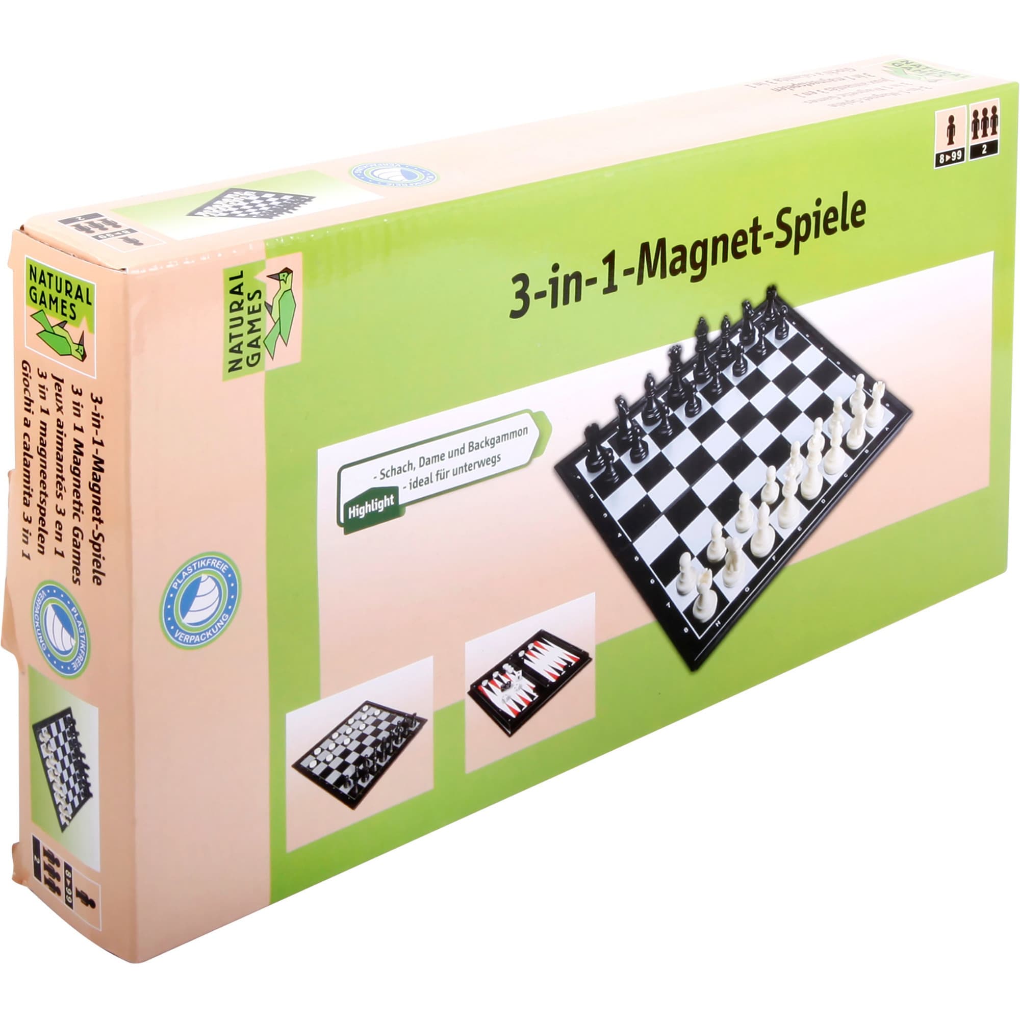 3 in 1 Magnetspiel für Dame, Schach und Backgammon, Brettspiel