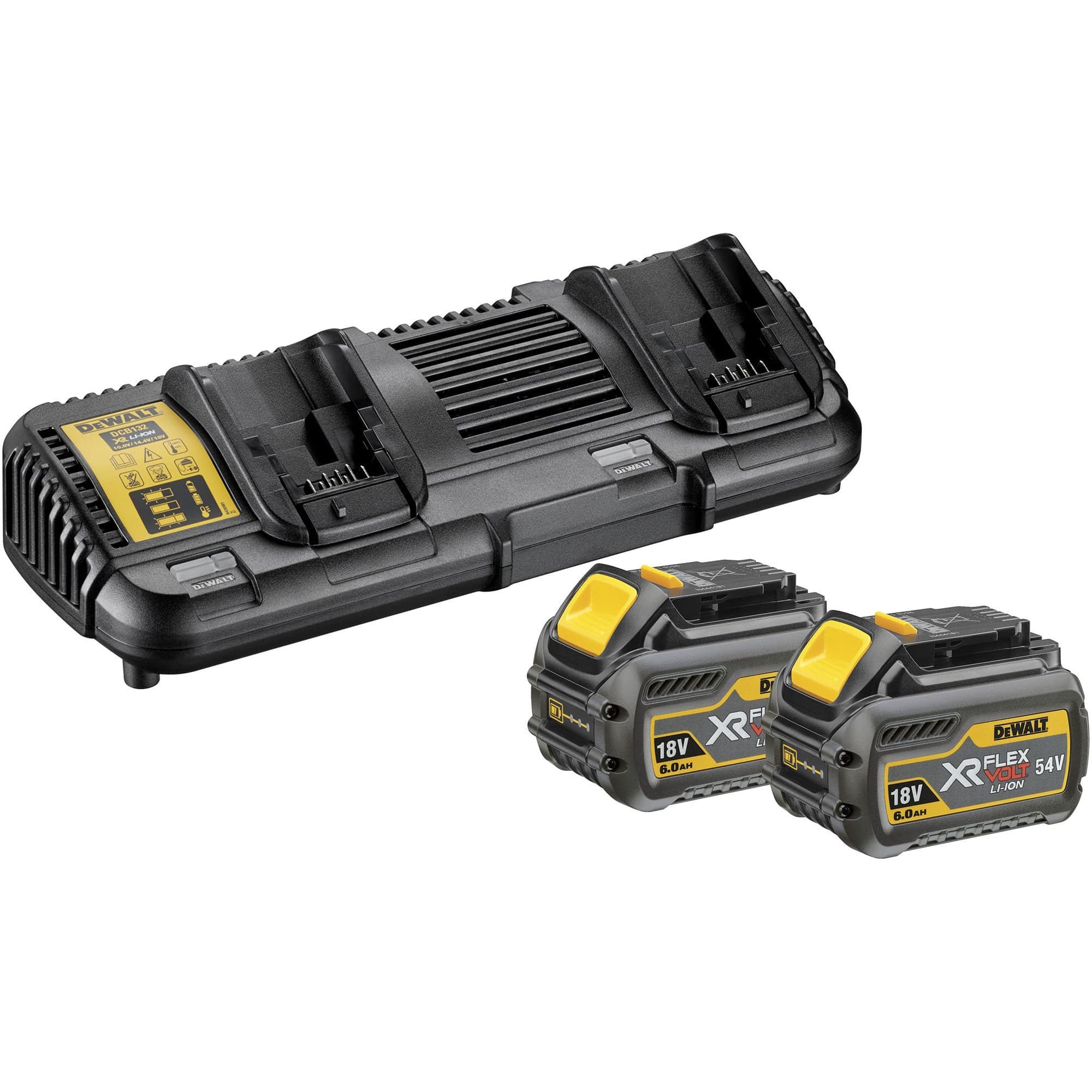 XR FLEXVOLT Akku Starterkit DCB132T2, inkl. 2x Akku 54Volt 2Ah, Set