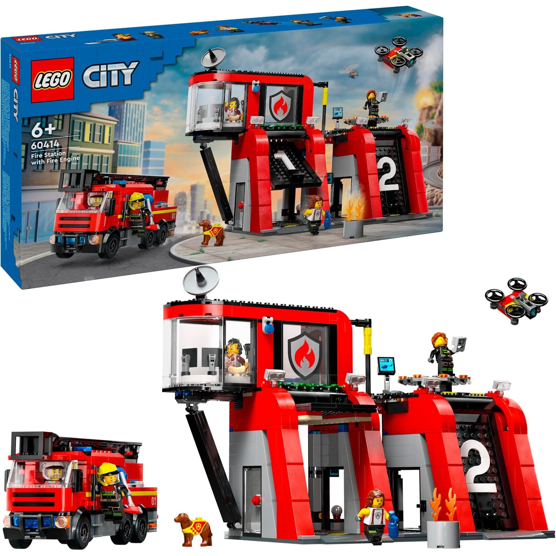 60414 City Feuerwehrstation mit Drehleiterfahrzeug, Konstruktionsspielzeug
