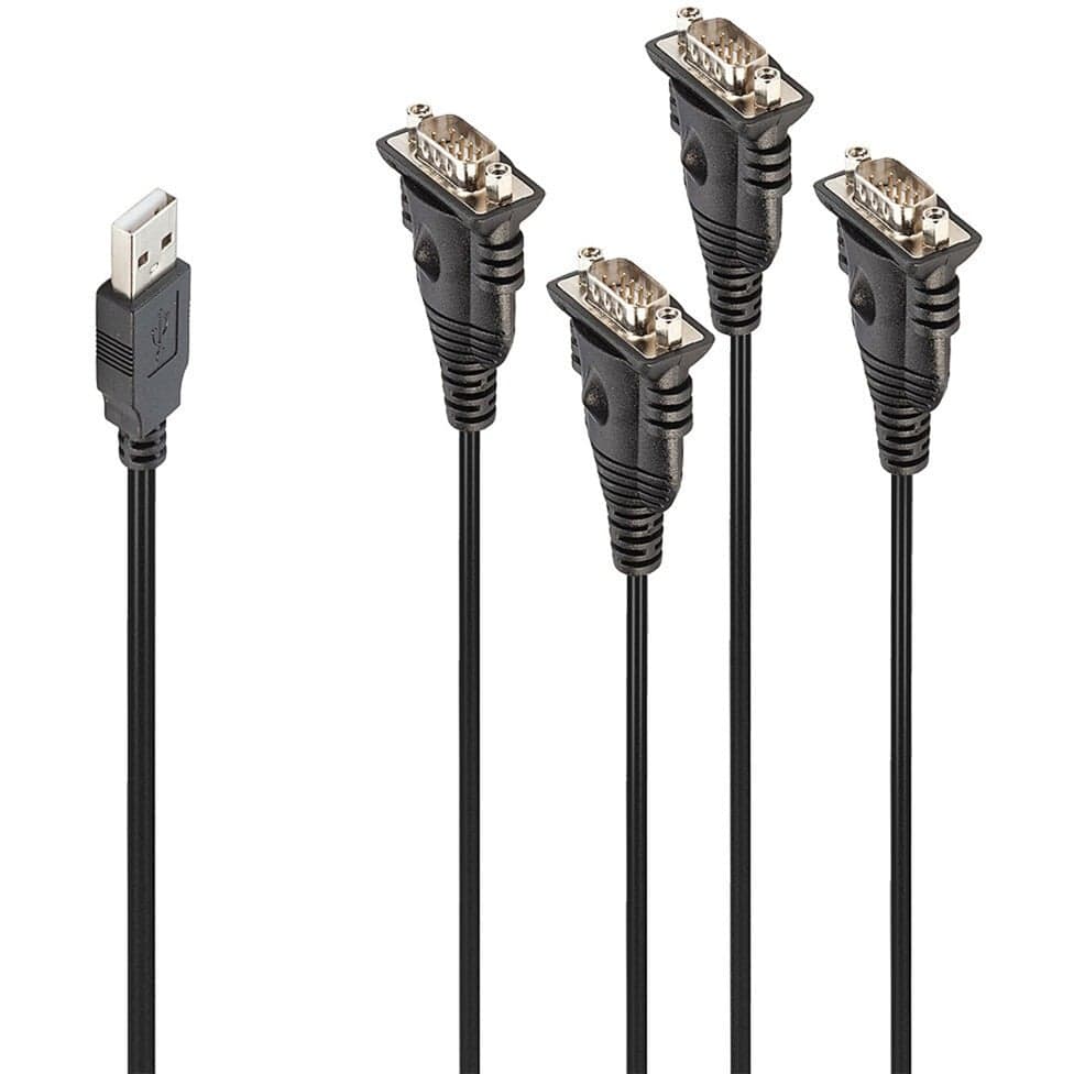 USB 1.1 Adapter, USB-A Stecker > 4x Seriell RS232 Stecker