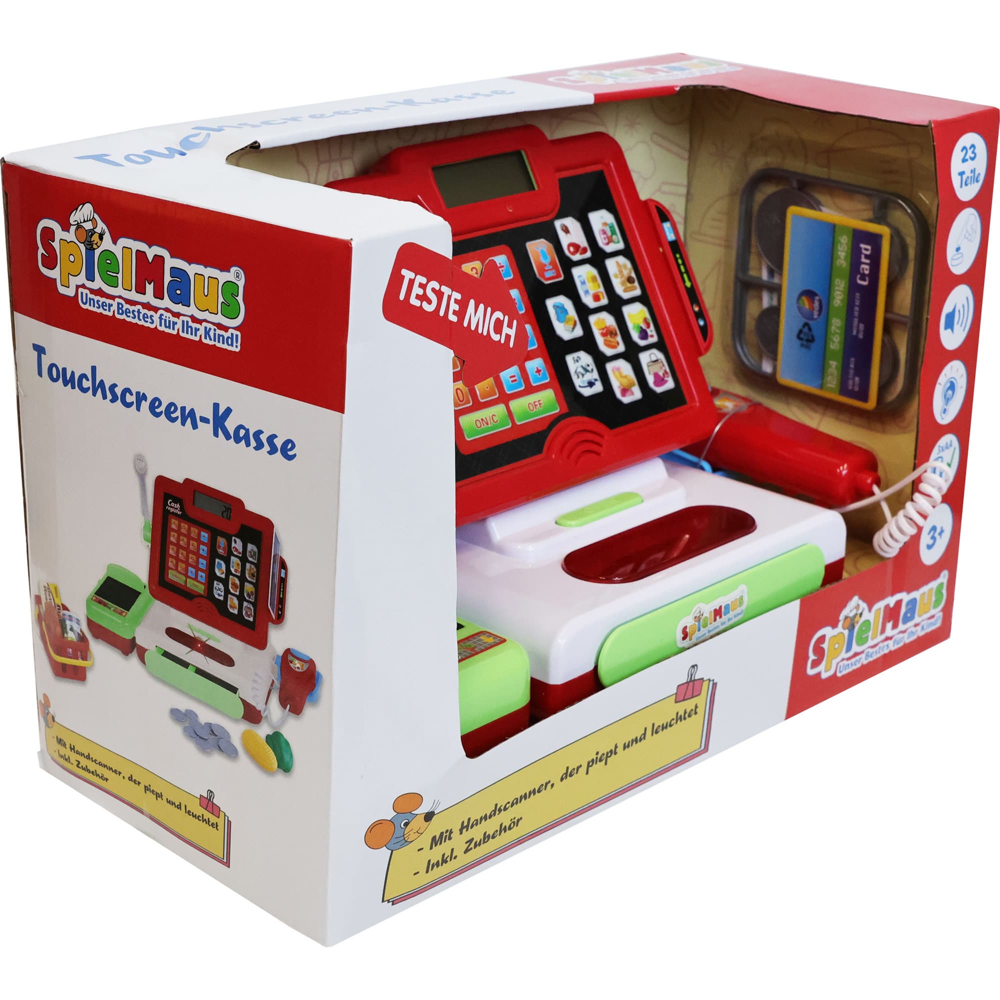 SpielMaus Küche Touchscreen Kasse mit Zubehör, Kaufladen