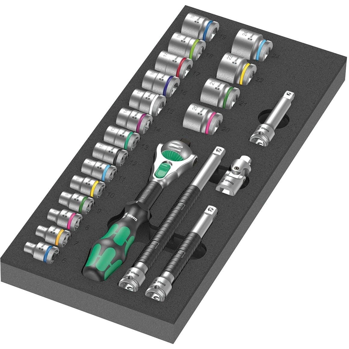 9721 Schaumstoffeinlage 8000 B Zyklop Knarre 3/8" Set 1, 23‑teilig, Werkzeug-Set