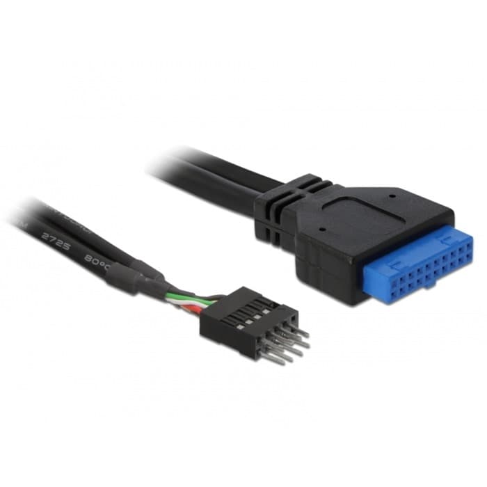 USB 2.0 Adapterkabel, 8 Pin Header Stecker > USB 3.2 Pin Header Buchse