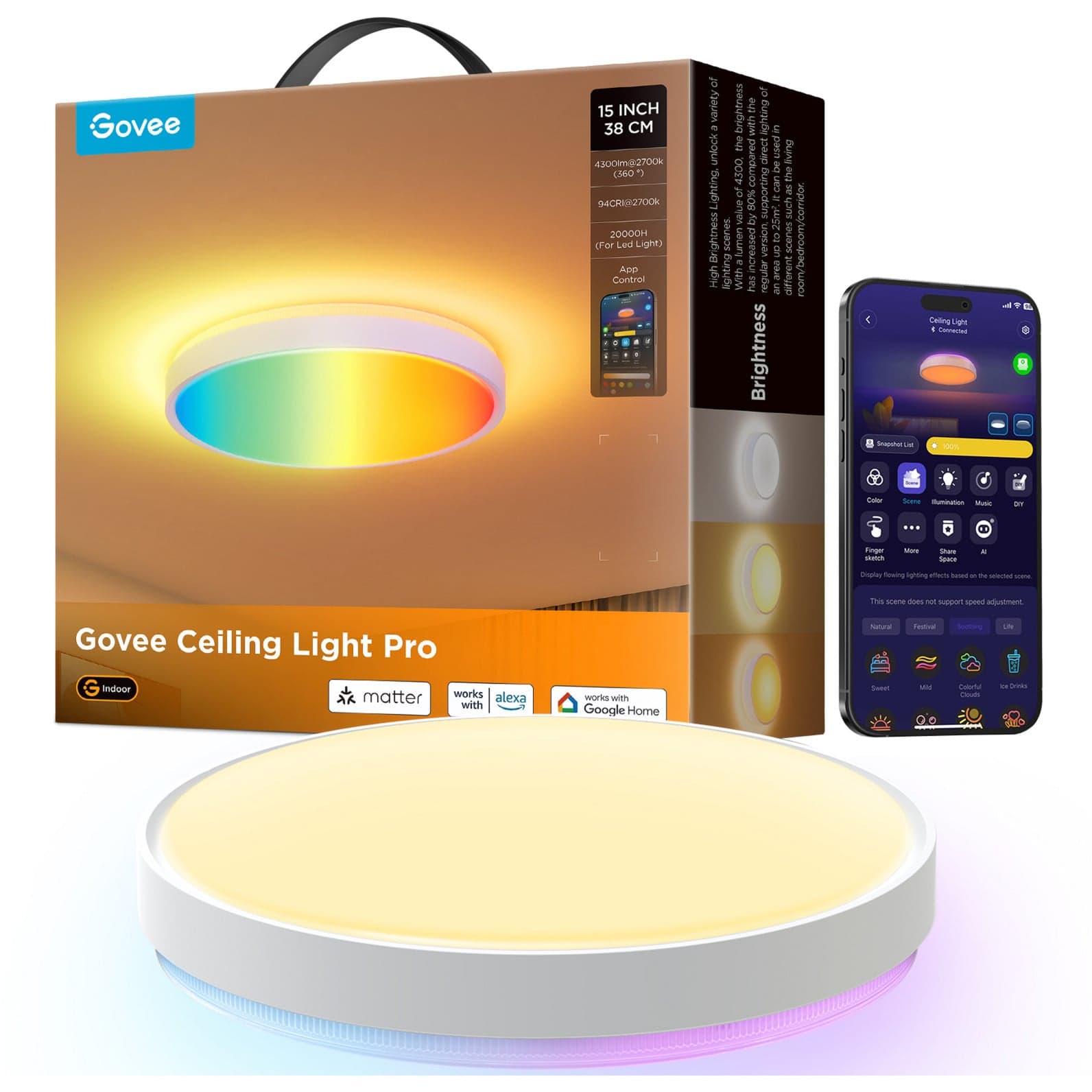 38cm Intelligente RGBICWW Deckenleuchte Pro, LED-Leuchte