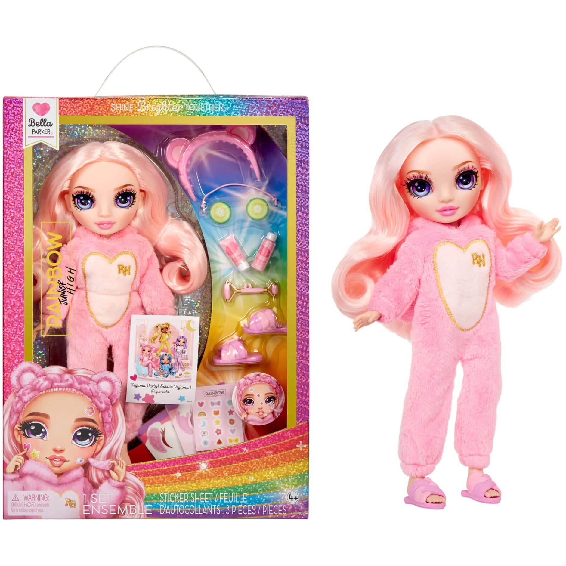 Rainbow High Junior High PJ Party - Bella (Pink), Puppe