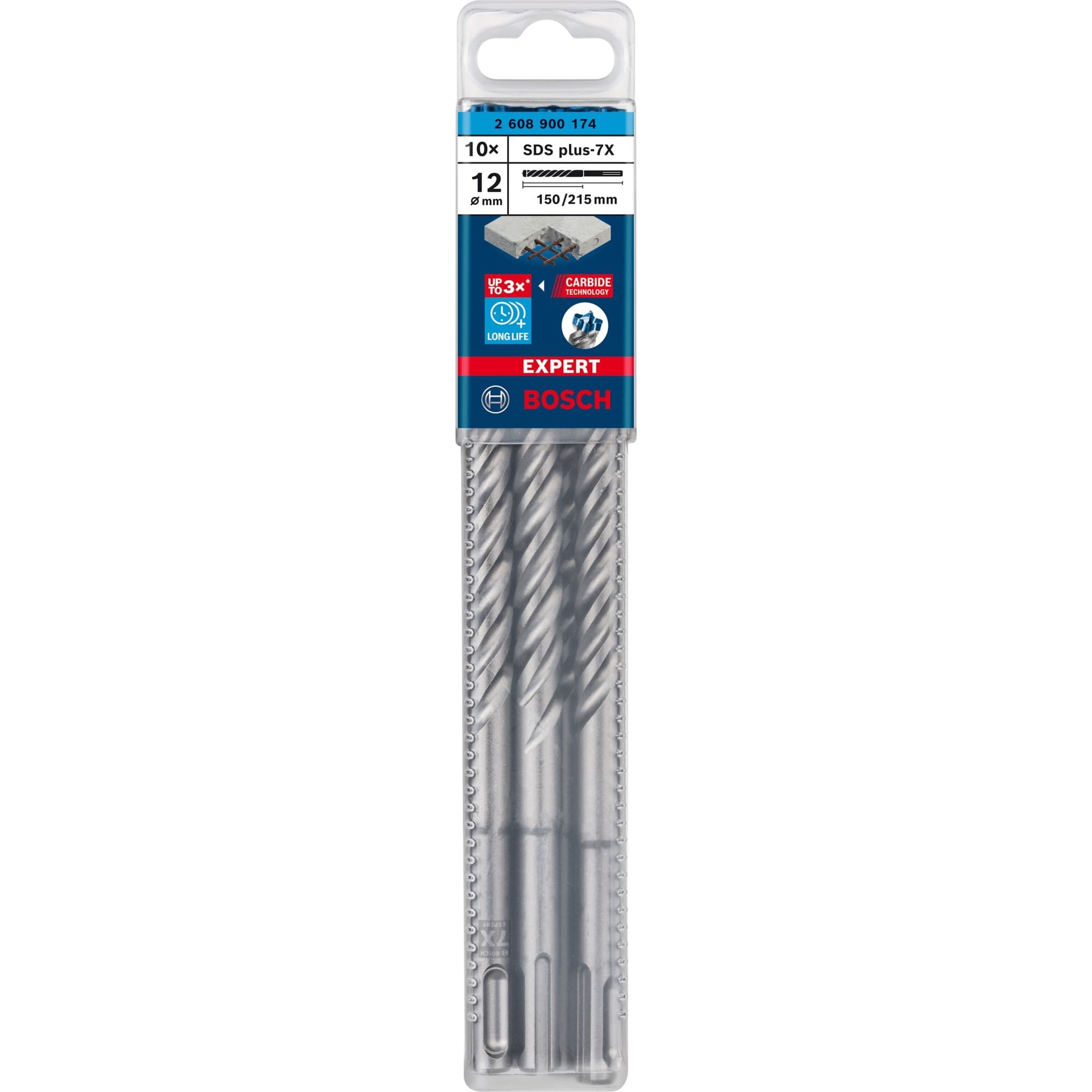EXPERT Hammerbohrer SDS-plus-7X, Ø 12mm, 10 Stück