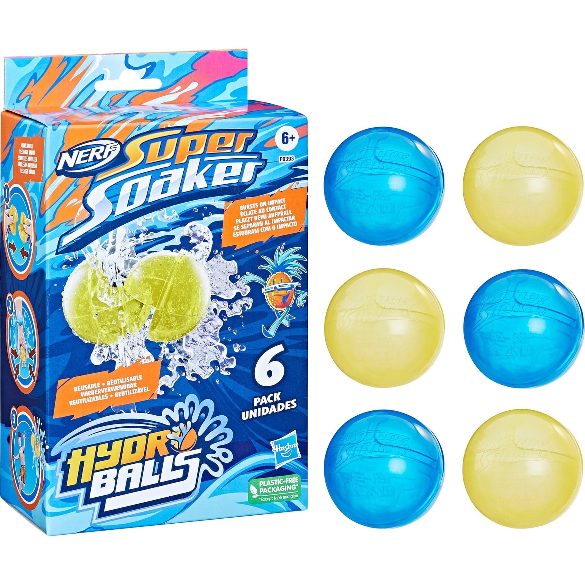 Nerf Super Soaker Hydro Balls 6er-Pack, Wasserspielzeug