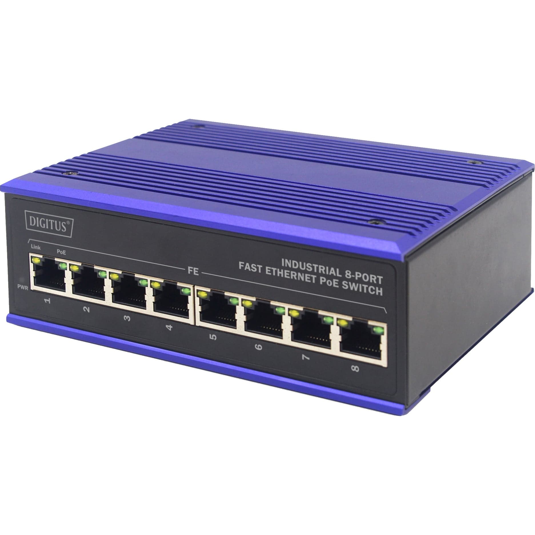 8 Port Fast Ethernet Netzwerk PoE Switch,Industrial, Unmanaged
