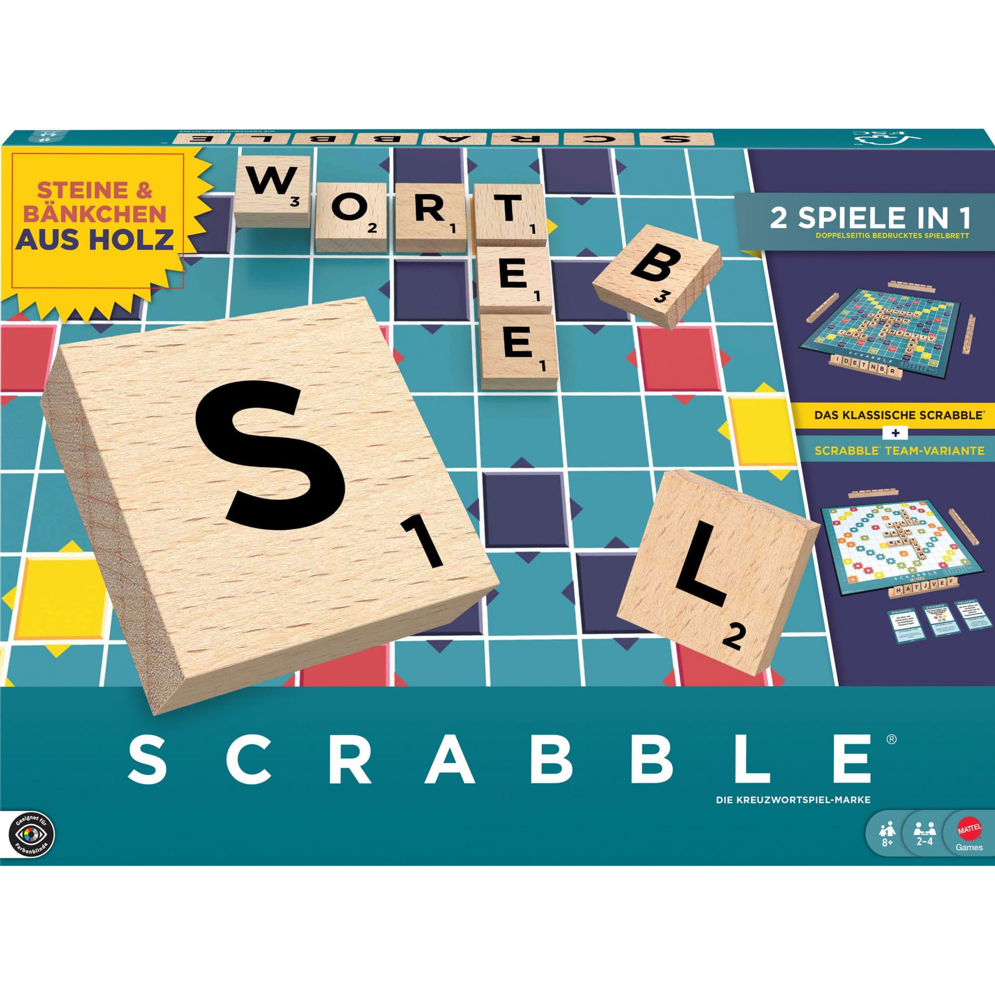 Scrabble Original Holz 2 in 1 Gesellschaftsspiel