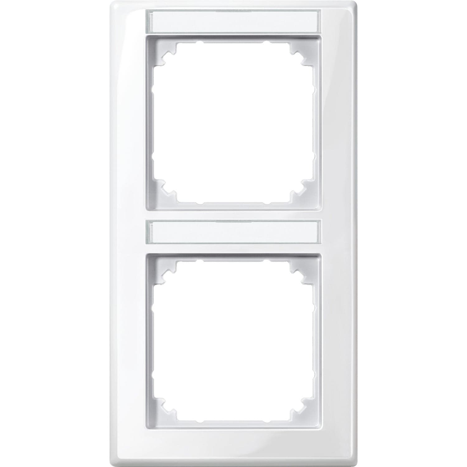Rahmen 2-fach mit Beschriftungsträger, glänzend, Thermoplast, 80,5 x 151,7 x 10,1 mm