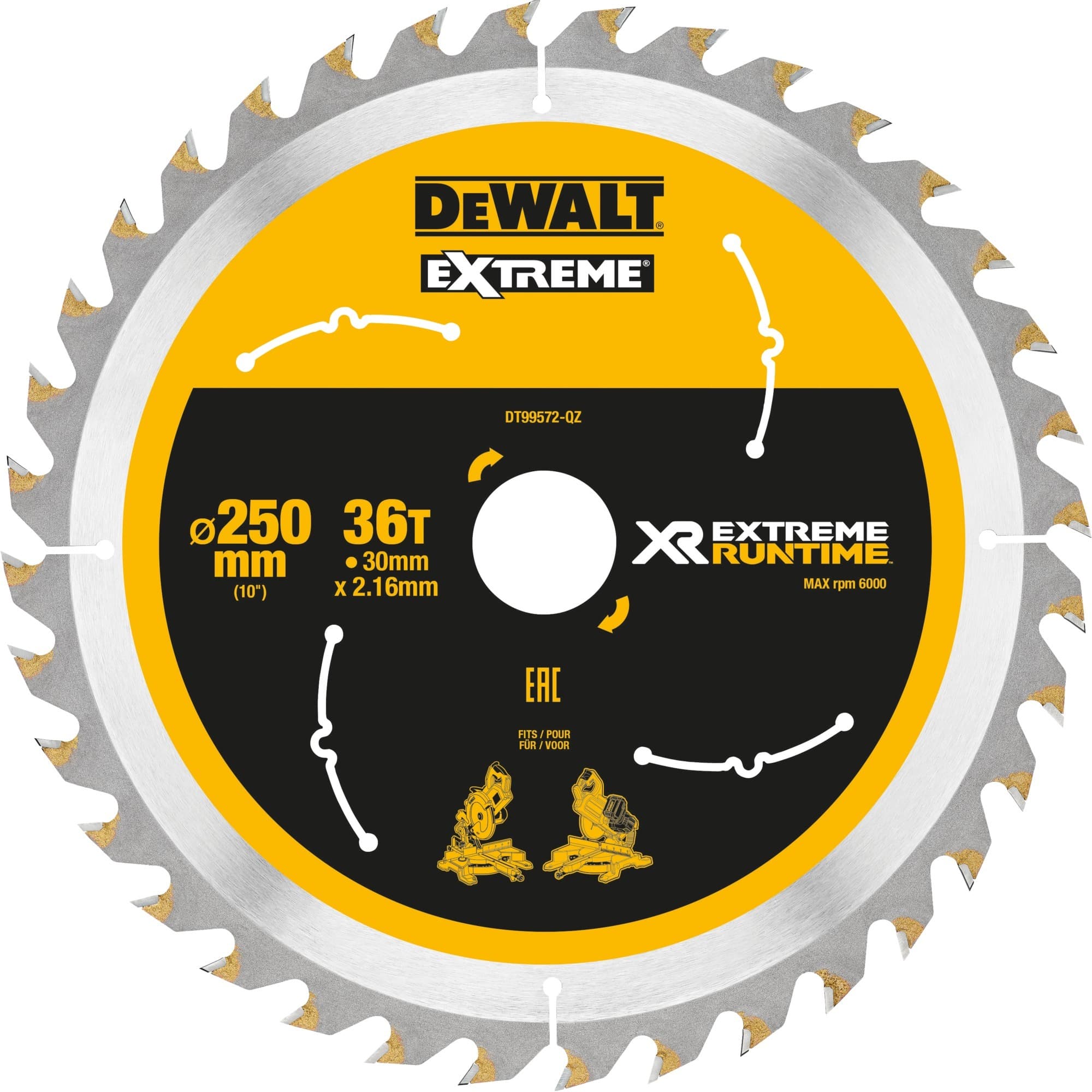 Kreissägeblatt XR EXTREME RUNTIME DT99572, Ø 250mm, 36Z