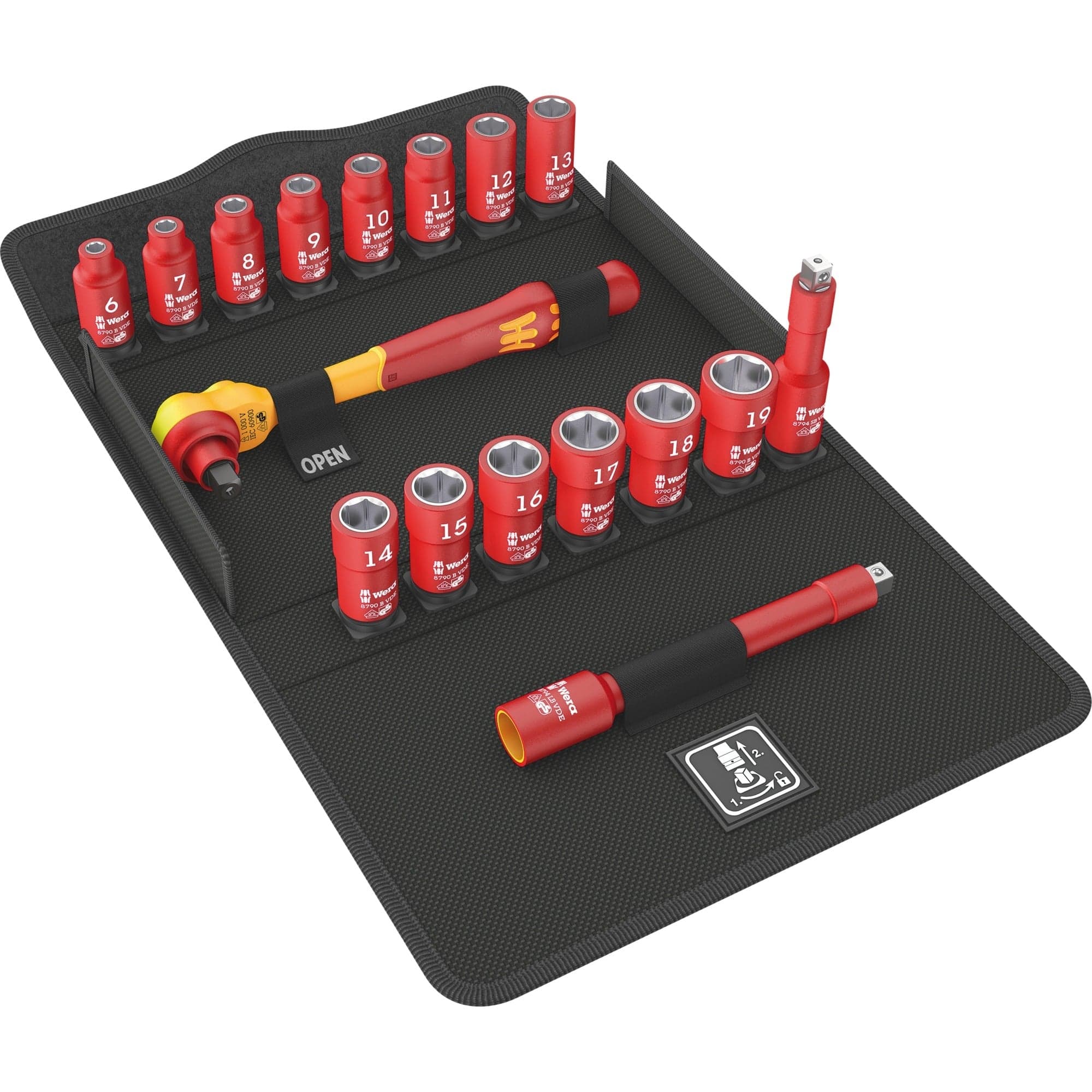 Zyklop Knarrensatz 8100 SB VDE 1, 3/8", 17-teilig, Werkzeug-Set
