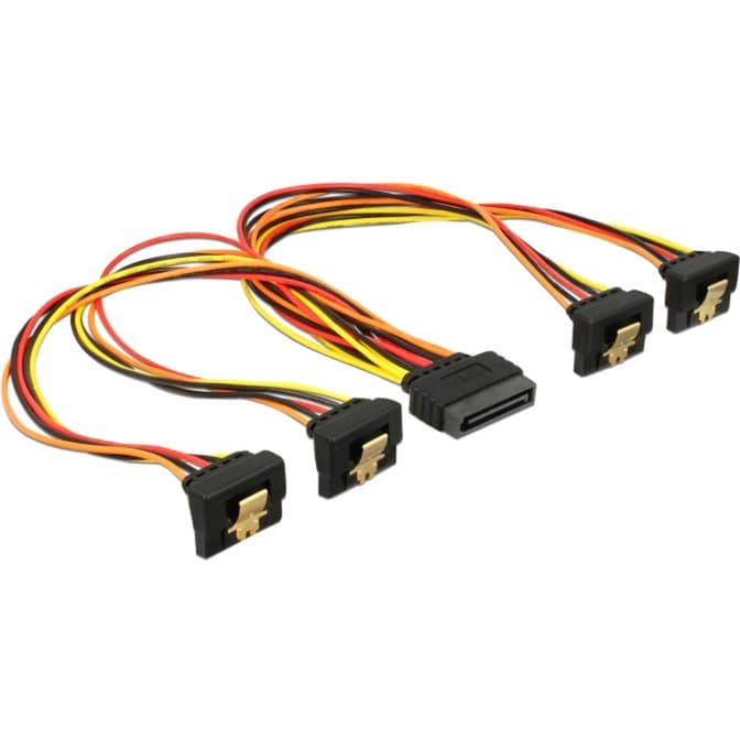 SATA 15Pin Stecker > 4x Buchse, gewinkelt (unten), Kabel