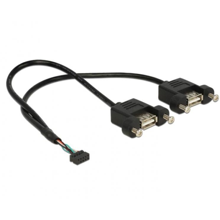 USB 2.0 Kabel, 2mm 10Pin Header > 2x USB-A Buchse, zum Einbau