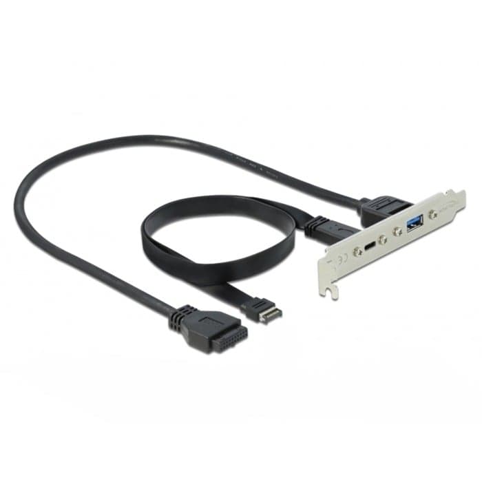 USB 3.2 Gen 2 Slotblende, Key A Stecker + 19 Pin > USB-C + USB-A Buchse