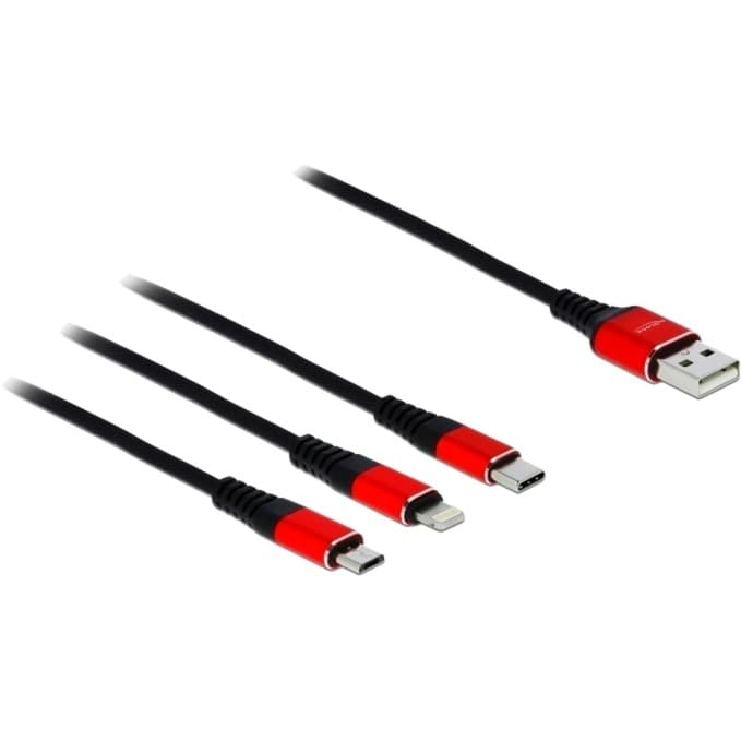 USB Ladekabel, USB-A Stecker > USB-C + Micro USB + Lightning Stecker