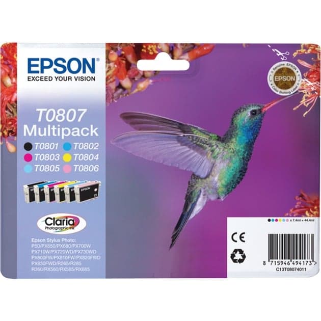 Multipack 6-colours T0807 Claria Photographic Ink, Tinte