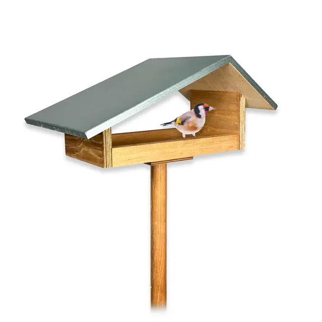 Gartenetage Design-Vogelfutterhaus mit Metalldach und Erdspieß