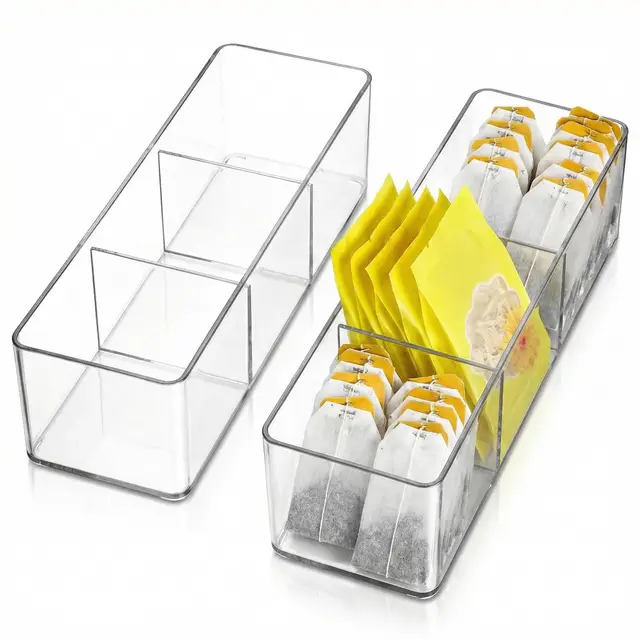QWORK Acryl Teebeutel-Organizer 3 Fächer 2er-Set