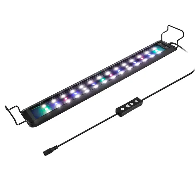 hygger Aquarium Beleuchtung, Vollspektrum Aquarium Licht mit LCD Monitor, 16W RGB LED Aquarium Beleuchtung mit 10 Helligkeitsstufen, Einstellbarer Timer,3 Modus für 41-61cm Süßwasser Aquarien