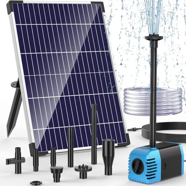 POPOSOAP 12W Solar Springbrunnen für außen, 600 L/h Solarbrunnen für draussen mit Trockenlaufschutz Einstellbarer Fluss für Gartenteich, Aquarium, Vogeltränke