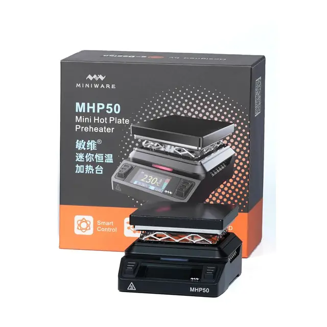 MINIWARE MHP50 Heiß Plate Preheater (Messing mit Nano-Ceremic-Beschichtung) 150W 50x50mm Heizung Mini Smart Konstante TemperaturHeiß 100-350 ° C Lötstation Werkzeug