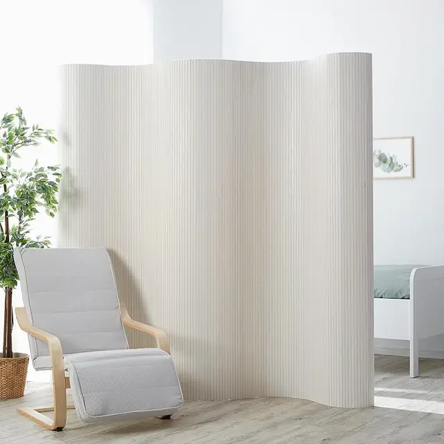 Homestyle4u Bambus-Paravent Weiß 195 cm