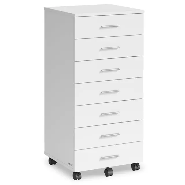 VASAGLE Custos Rollcontainer 7 Schubladen wolkenweiß
