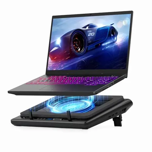 llano Gaming Laptop Kühler Kühlpad- mit stufenloser Geschwindigkeit 14cm Extra-groß Leistungsstarker Turbo-Lüfter & Dichtungsschaum schnelle Kühlung 15-19 Zoll Notebook 3-Port-USB-Hub Kein RGB