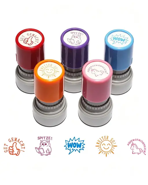 5Stück Stempel Lehrerstempel Set Selbstfärbender Motivationsstempel Lehrerstempel für schnelle Hausaufgabenkorrektur ideal für Lehrer, Eltern und Schüler – Mehrfarbig
