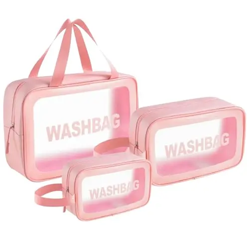Transparente Kosmetiktasche Pink
