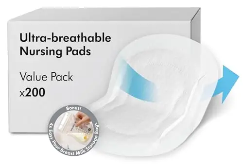 Medela Ultra-atmungsaktive, Einweg-Stilleinlagen – Hochgradig saugfähig – Diskretes Design für hohen – 200er Pack