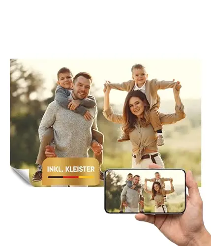 papermoon® Personalisierte Vlies Fototapete – Eigenes Foto & Wunschmotiv als XXL Wandtapete - Inkl. Kleister – Einfache Verarbeitung – Brillante Farben & scharfer HD Druck – Made in Germany