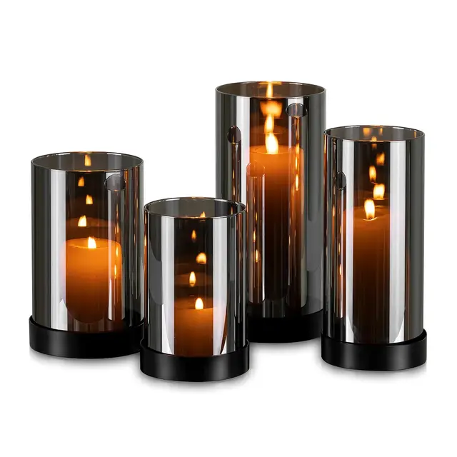 glasseam windlicht 4er set glas schwarz