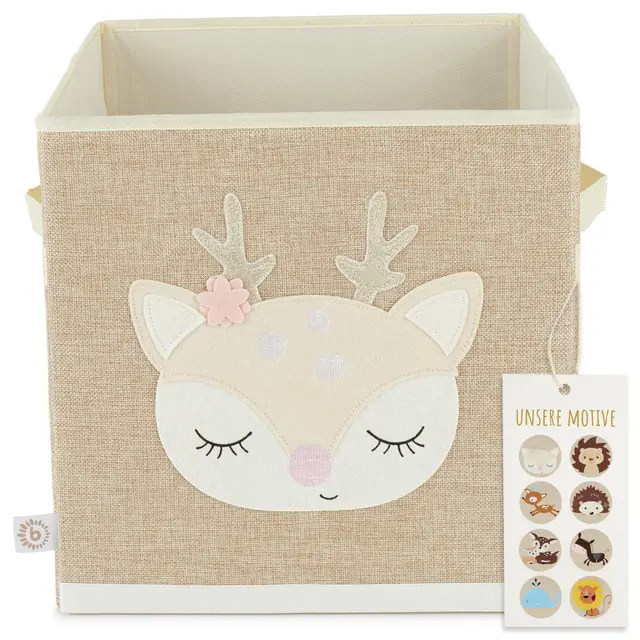 Bieco Aufbewahrungsbox Kinder | REH Ella Motiv ca. 36L faltbar | Süße Spielzeug Kiste für Kallax Regal | Aufbewahrungsbox 33x33x33 | Kallax Boxen für Spielzeug Aufbewahrung | Storage Box Kallax Korb