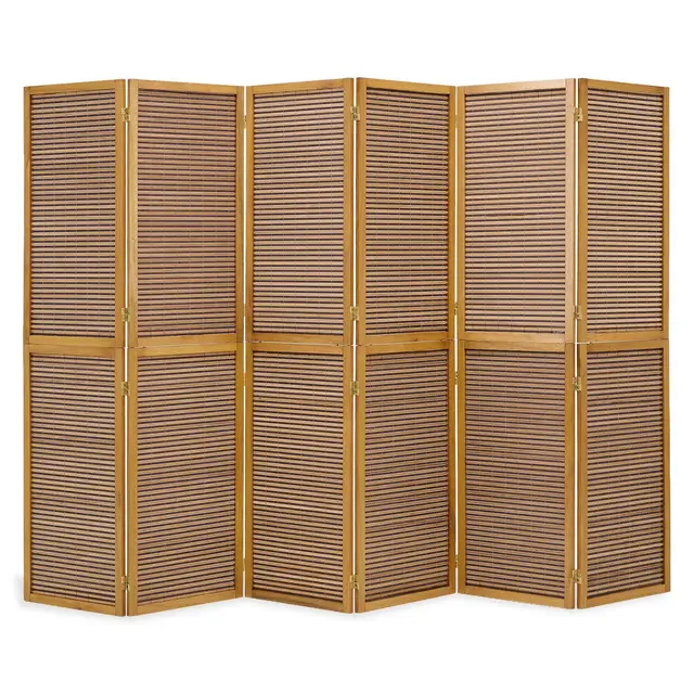 Homestyle4u Paravent Raumteiler 6-teilig Bambus Braun