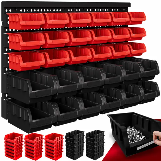 Monzana Stapelboxen-Set 32-teilig Kleinteilemagazin Wandmontage