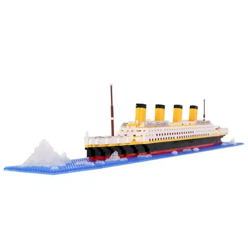 LULUFUN Bauklötze Set, Titanic Schiffsmodell-Baustein-Set, DIY Mini-Bauklötze Spielzeug, Lernspielzeug, Geschenk für Erwachsene und Kinder (1860 Stück)
