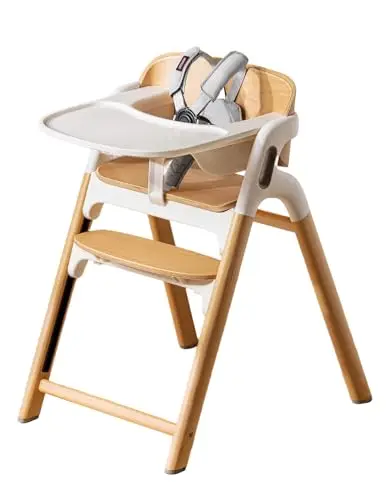 Momcozy DinerPal Hochstuhl aus Buchenholz, verstellbar & umwandelbar für Babys, Kleinkinder & Erwachsene, mit Lernstuhl-Funktion und spülmaschinenfestem Tablett
