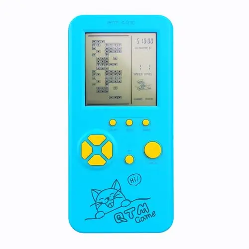 Ultra dünne Block-Retro-Spielkonsole 26 Spiele Tausende von Modi Einstellbare Schwierigkeit Einfach zu bedienen Handspiel-Puzzle Nostalgisches Spielzeug Geschenk für Kinder/Erwachsene (Blau)