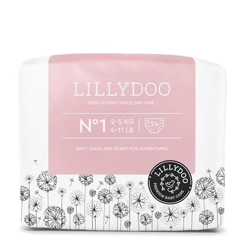 LILLYDOO hautfreundliche Baby Windeln - Größe 1 (2+ kg), 24 Stück, Sicherer Auslaufschutz, Weich, Ohne Parfüme & Lotionen für empfindliche Haut, Dermatologisch getestet
