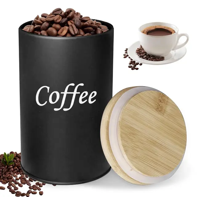Radianeroryi Kaffeedose 500 ml luftdicht Eisen mit Bambusdeckel