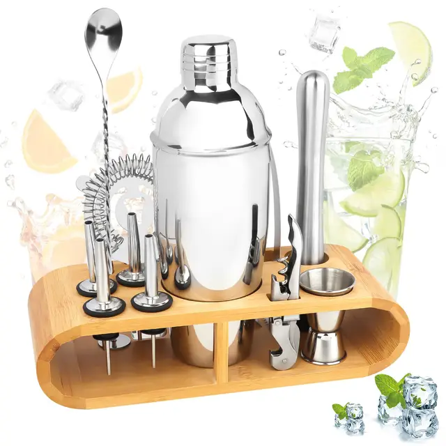 NVIYAM Cocktail Shaker Set,12-Teiliges Cocktail Shaker Edelstahl mit Bar Zubehör,750ML Cocktail Mix Set mit Cocktail Zubehör,All-in-One Barkeeper Set für Zuhause oder die Bar