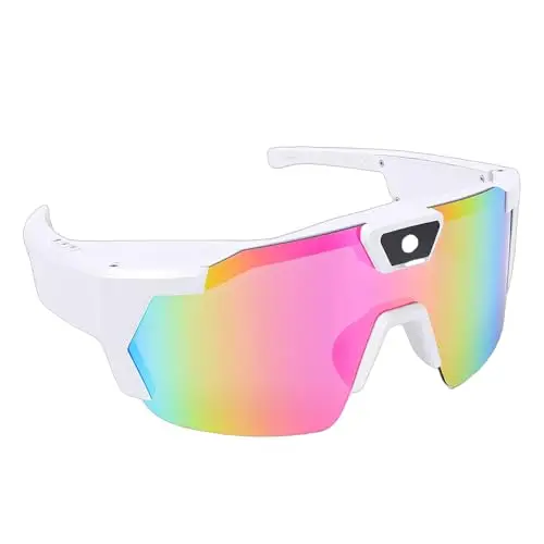 XUMIUZIY Smart Brille mit 1080P Kamera, 12 MP Videoaufzeichnungskamerabrille, WiFi Smart Audio Sonnenbrille mit Polarisierender Linse, APP Steuerung, für Outdoor Sportarten