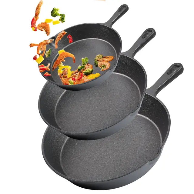 Vivicreate Gusseisen-Bratpfannen-Set vorgebrannt 15/20/25 cm