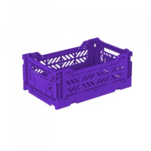 AYKASA Klappkiste, stabile Faltkiste aus Kunststoff, stapelbar, Violet, Mini (27x17x11cm)