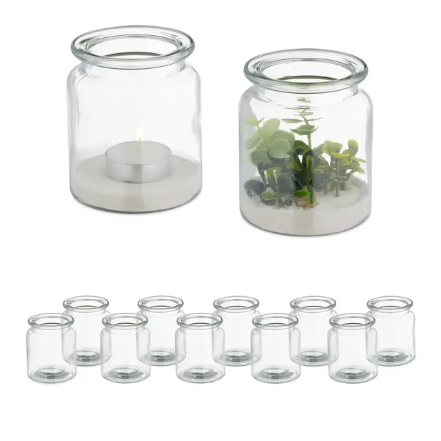 relaxdays windlicht 12er set glas